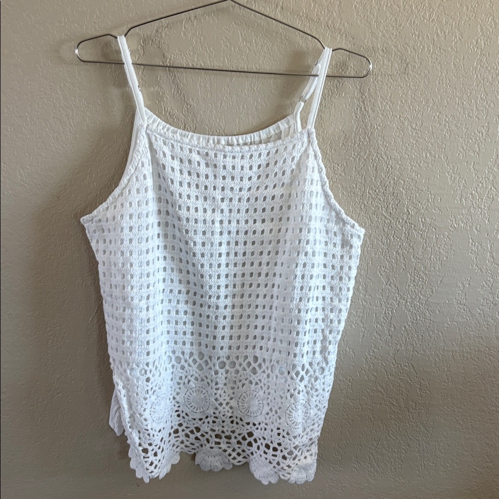 Maurices white Knit Crochet Tank Top Size XXL